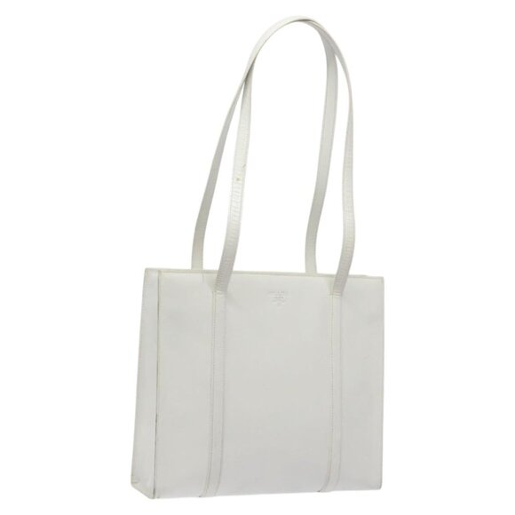 PRADA Shoulder Bag Enamel White Auth bs25439